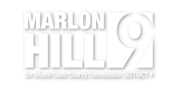 Marlon Hill for Miami-Dade County Commissioner District 9 Logo White